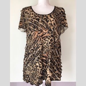 Women’s Ruffle Casual Blouse Animal Print